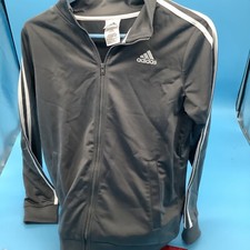 Adidas Full Zip Boys Youth Sweat Top Size Large 14/16 Black Full Zip