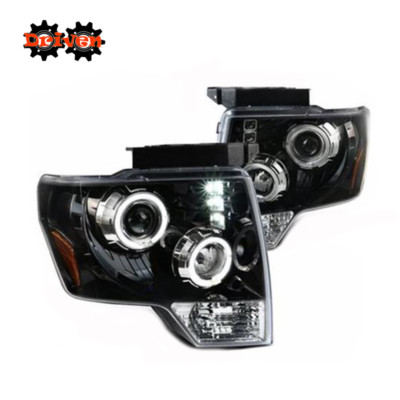 09-14 Ford F150 Truck Platinum Glossy Black Housing Projector Headlights w/Halo