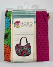 Creative Cuts Hobo Tote Kit. Reversible Pink Green Blue Floral Print  NEW