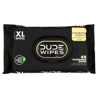 DUDE Flushable Wipes, Extra Large Shea BUTTer Smooth Wet Wipes, 144 Count