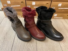 ELLA X25 LADIES SHORT BOOT FAUX FUR CUFF WINTER SOFT BUCKLE NEW comfort insole