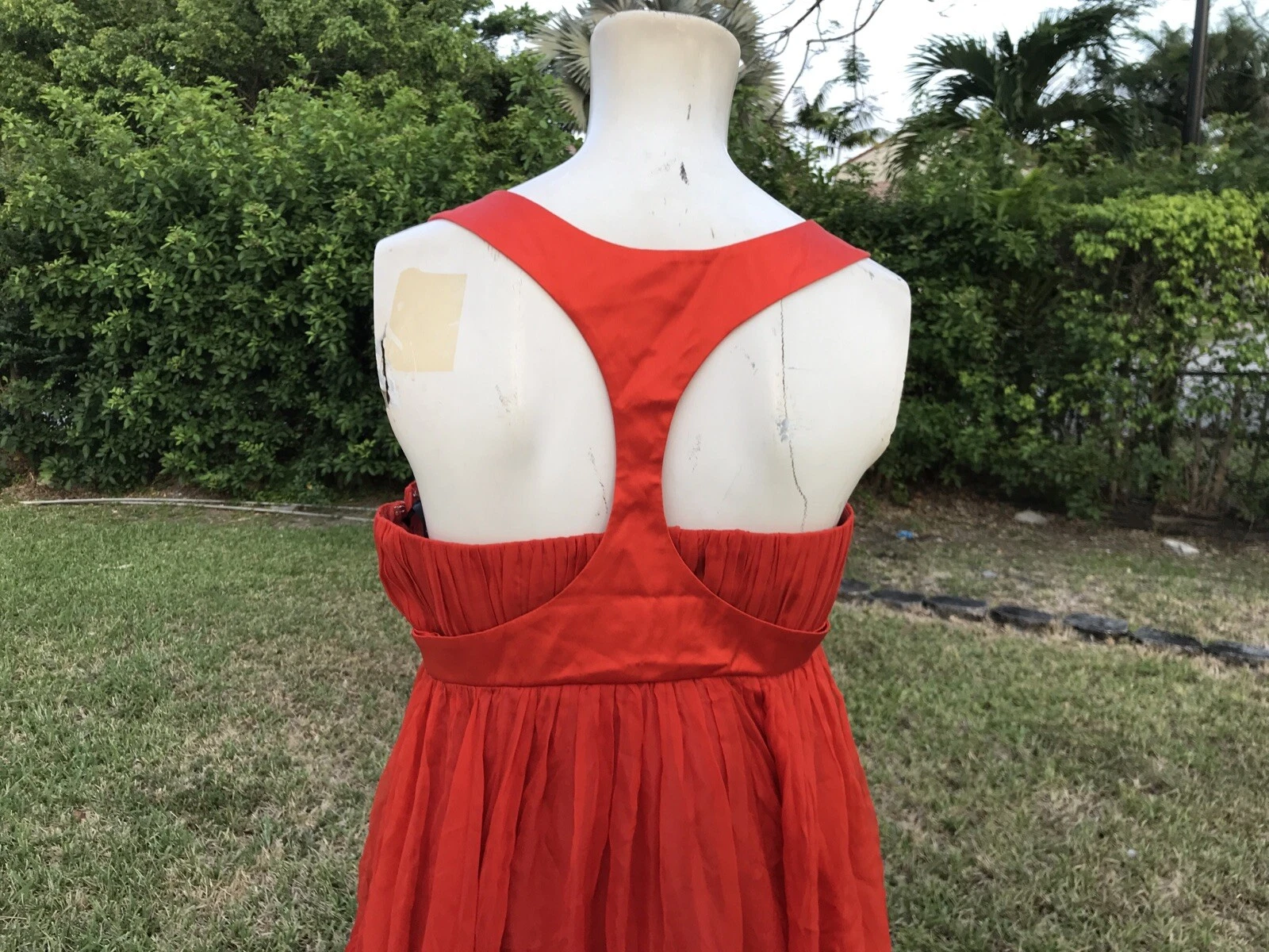 MINI ABITO FLUENTE VERSACE ARANCIONE SETA T DETTAGLIO SCHIENA TG 44 MADE IN ITALY