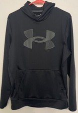 Under Armour Men's Long Sleeve Black Hooded Fleece Pull Over Sweatshirt Size M