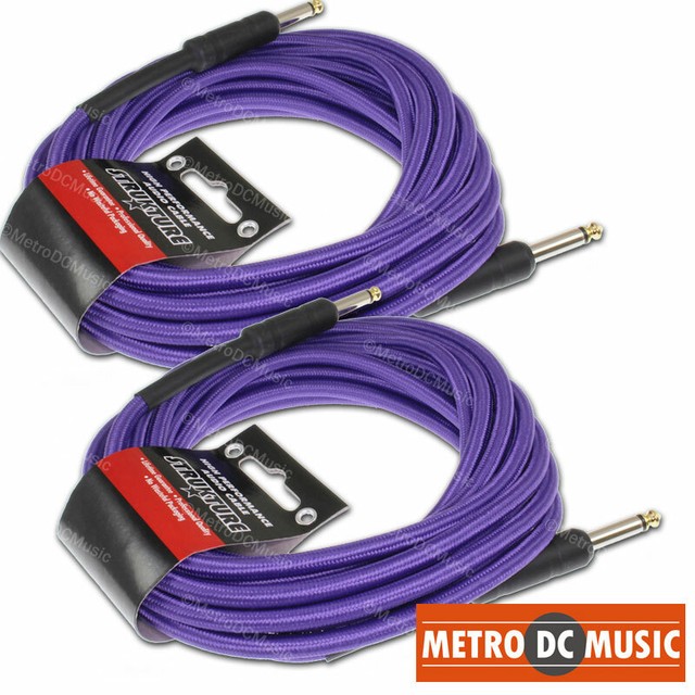 2Pack Strukture 18.5 ft Woven Straight Purple Guitar/Instrument Cable
