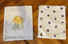 2 Vintage Hand Made Embroidered Pillow Covers Dainty Floral Designs Both 11x13