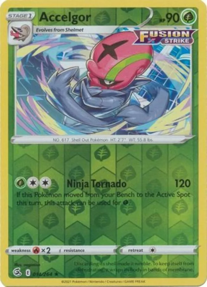 x1 Accelgor - 014/264 - Rare - Reverse Holo Pokemon SS08 Fusion Strike M/NM