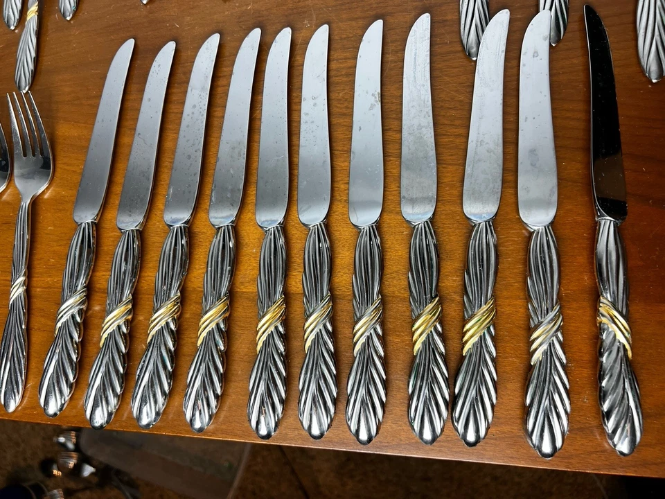 Mikasa CORDA Lote 40 Cuchillos Tenedores Cucharas Acero Inoxidable Cipullo 18-8 Japón Cubiertos Foto 2 de 4