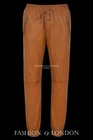 Men's Real Leather Trouser Tan Nappa Jogging Bottom Sweat Track Pants 3040