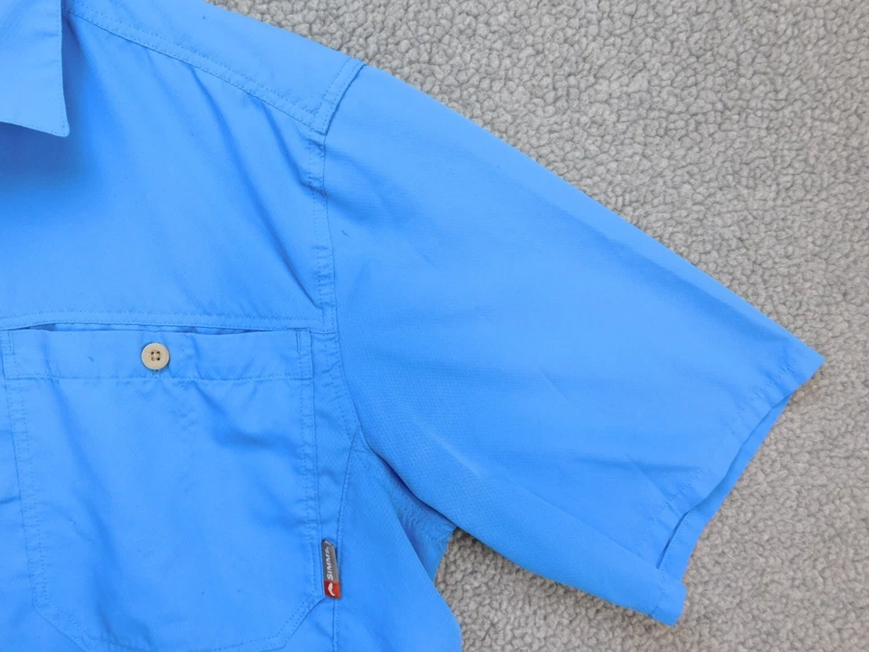 Simm's Men's M Short Sleeve Casual Blue Button Up Shirt - Image 4 of 4