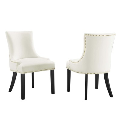 EEI-5010-WHI Marquis Performance Velvet Dining Chairs - Set of 2 White