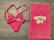Build A Bear Workshop Swimsuit Sparkle And Sequence Hot Pink 2Pc Bikini  Towel