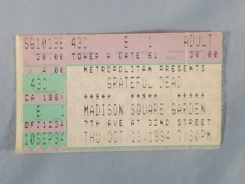 10.-13. Oktober 1994 Grateful Dead Ticket Stub Madison Square Garden New York - Bild 1 von 2