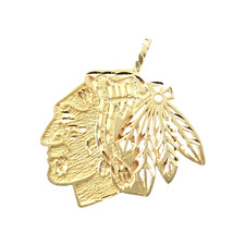 14K Yellow Gold NHL Ice Hockey Chicago Blackhawks Necklace Charm Pendant ~ 5.0