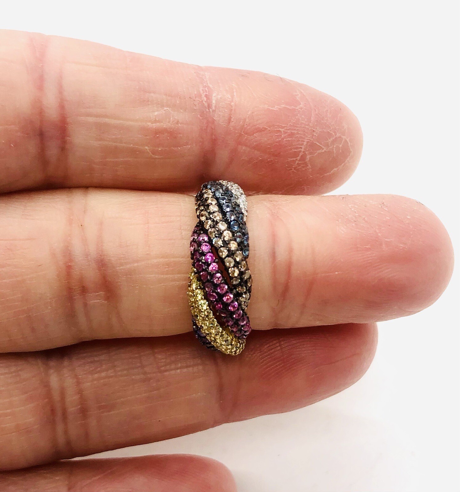 Sterling Silver Multi Gemstone Ring Wrap Topaz Ci… - image 7