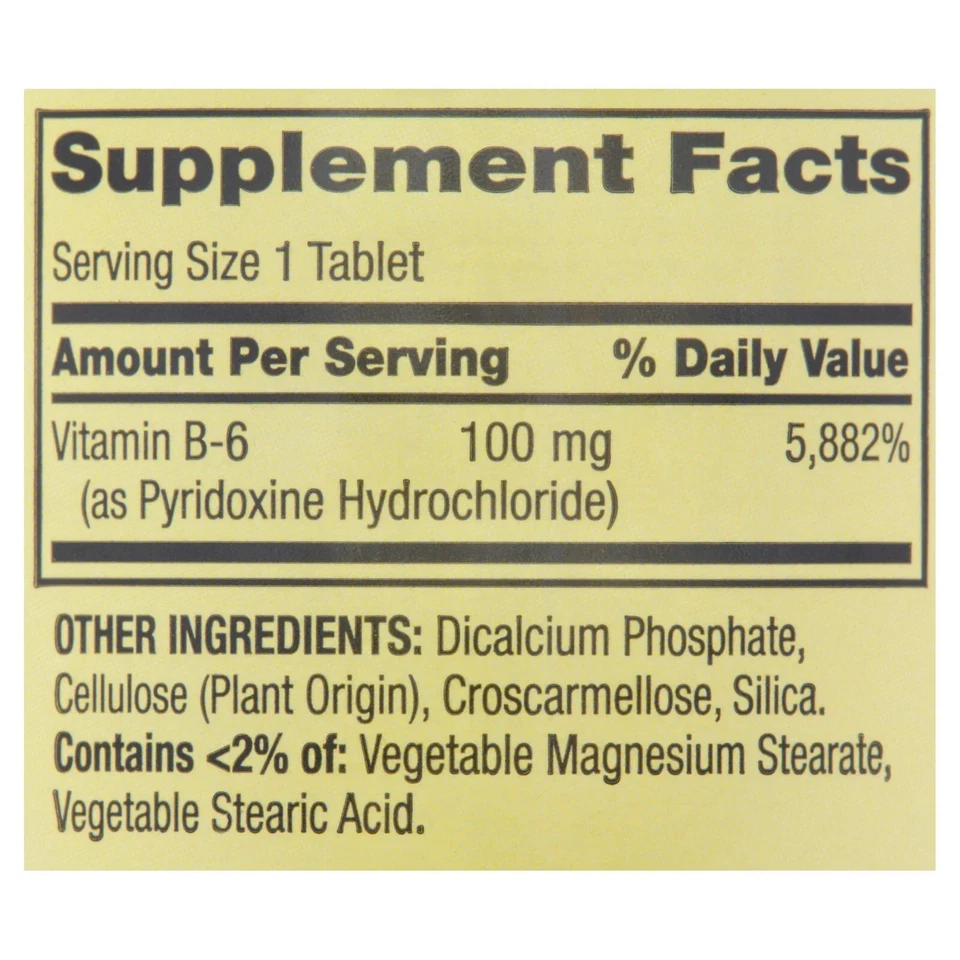 2x Spring Valley Vitamin B6 Supplement, 100 mg, 500 tablets total/ Exp 08/2027 - Image 3 of 3