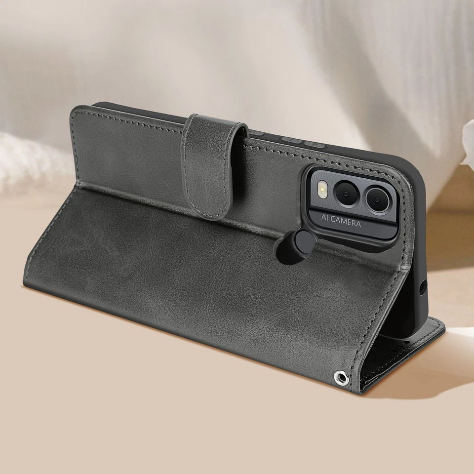 Avizar, Custodia per Nokia C22 cordino copertina portafoglio supporto, Nero - Immagine 3 di 4