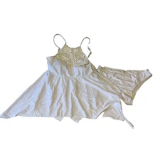 Rosegal Tankini Swim Set Womens Size 14 White Lace Padded Straps 2 Piece