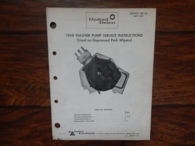 #ad #ad 1968 United Delco Washer Pump Service Instructions Depressed Park Wipers $8.99