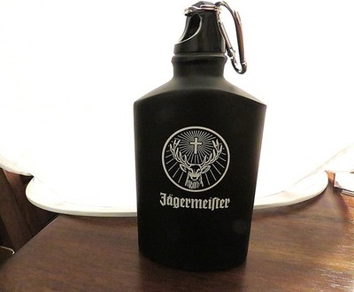 Jagermeister Black Flask with Keychain & Hook - 4 x 7''