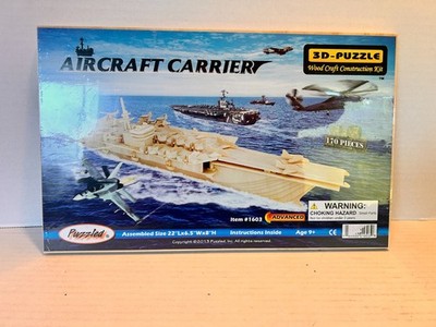 New - Puzzled Aircraft Carrier Wooden 3D 170 Piece Puzzle - Ages 9+