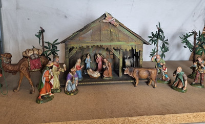 Weihnachtskrippenspiel 30er J. Marolin Pappmaché 34-teilig TE211025/1053