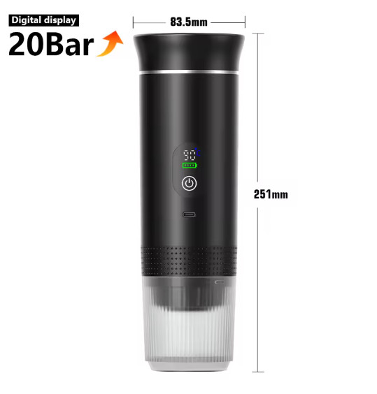 Machine à café portable 3-in-1 design premium en acier inox pour expresso