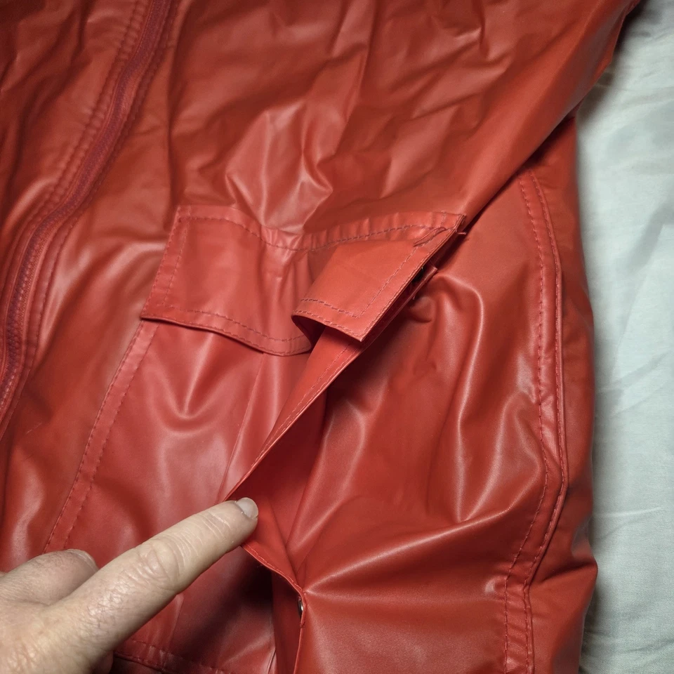 Impermeable Vintage Misty Harbor Franela a Cuadros Forrado Rojo Slicker Con Capucha Talla L Foto 4 de 4