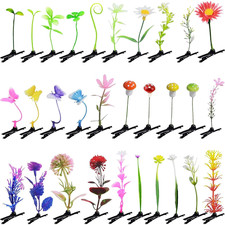 30 Pcs Bean Sprout Hair Clips Feihuaer Mixed Style Plant Hairpins Flower Tree