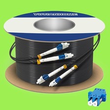 656ft/200m LC to LC Armored Outdoor Fiber Optic Cable Duplex Fiber Patch Cable,
