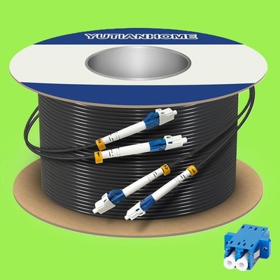 656ft/200m LC to LC Armored Outdoor Fiber Optic Cable Duplex Fiber Patch Cable,