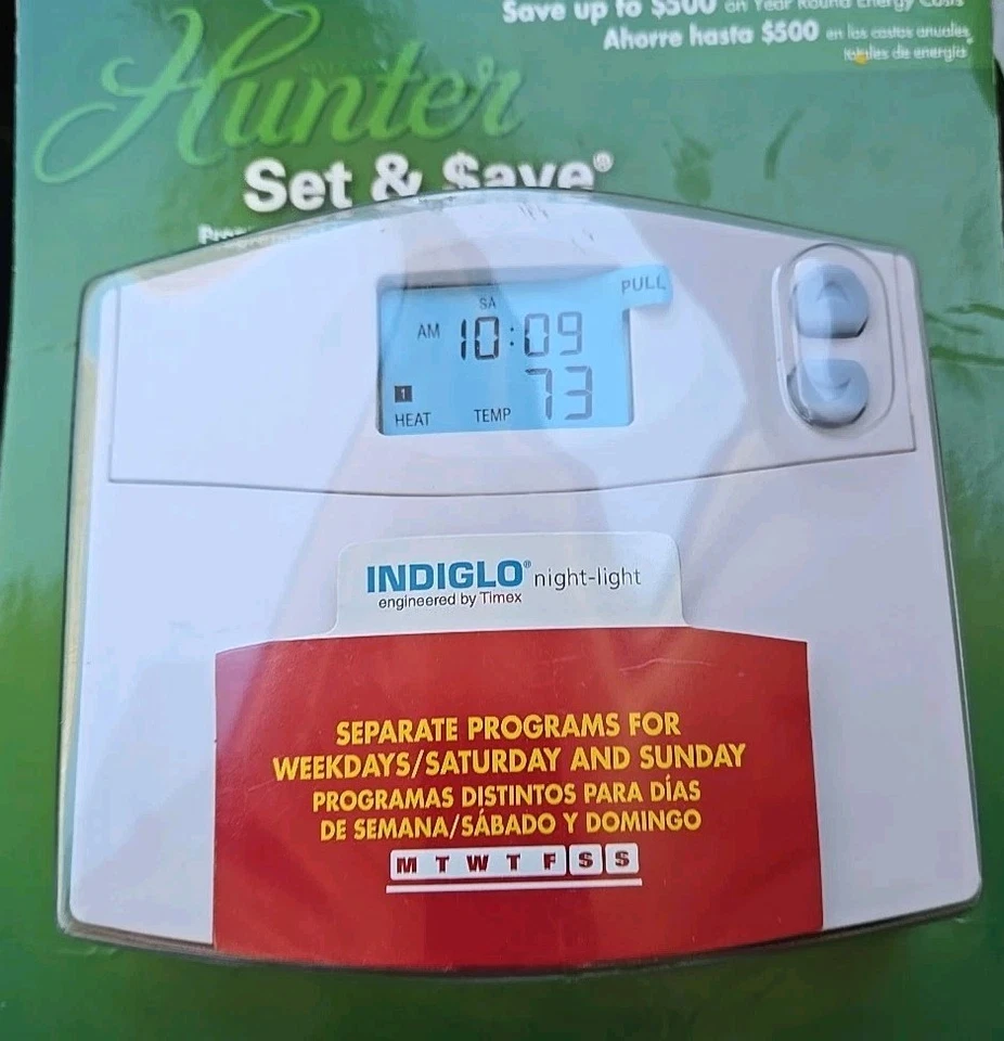 Hunter 44260 Set and Save 5+1+1 Programmable Thermostat - White - Image 2 of 3