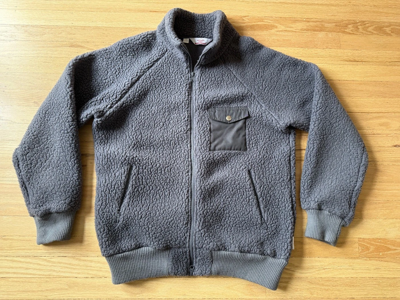 Battenwear Thick Polartec Dark Gray Fleece Zip Up LARGE Made in USA