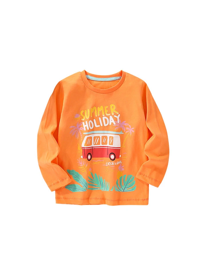 Camisas Casual De Cuello Redondo Para Niño Pequeño Con Patrón De Cartoon - Imagen 3 de 4