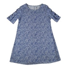 Ruby Rd. Dress Womens Medium Blue Animal Print Shift Cutout Sleeve Knee Length