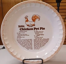 Watkins Chicken Pot Pie Recipe 11" Pie Pan Plate Dish Baking