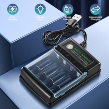 Rechargeable Alkaline Battery Charger, 4 Bay Smart Charger for AA/AAA Batteries