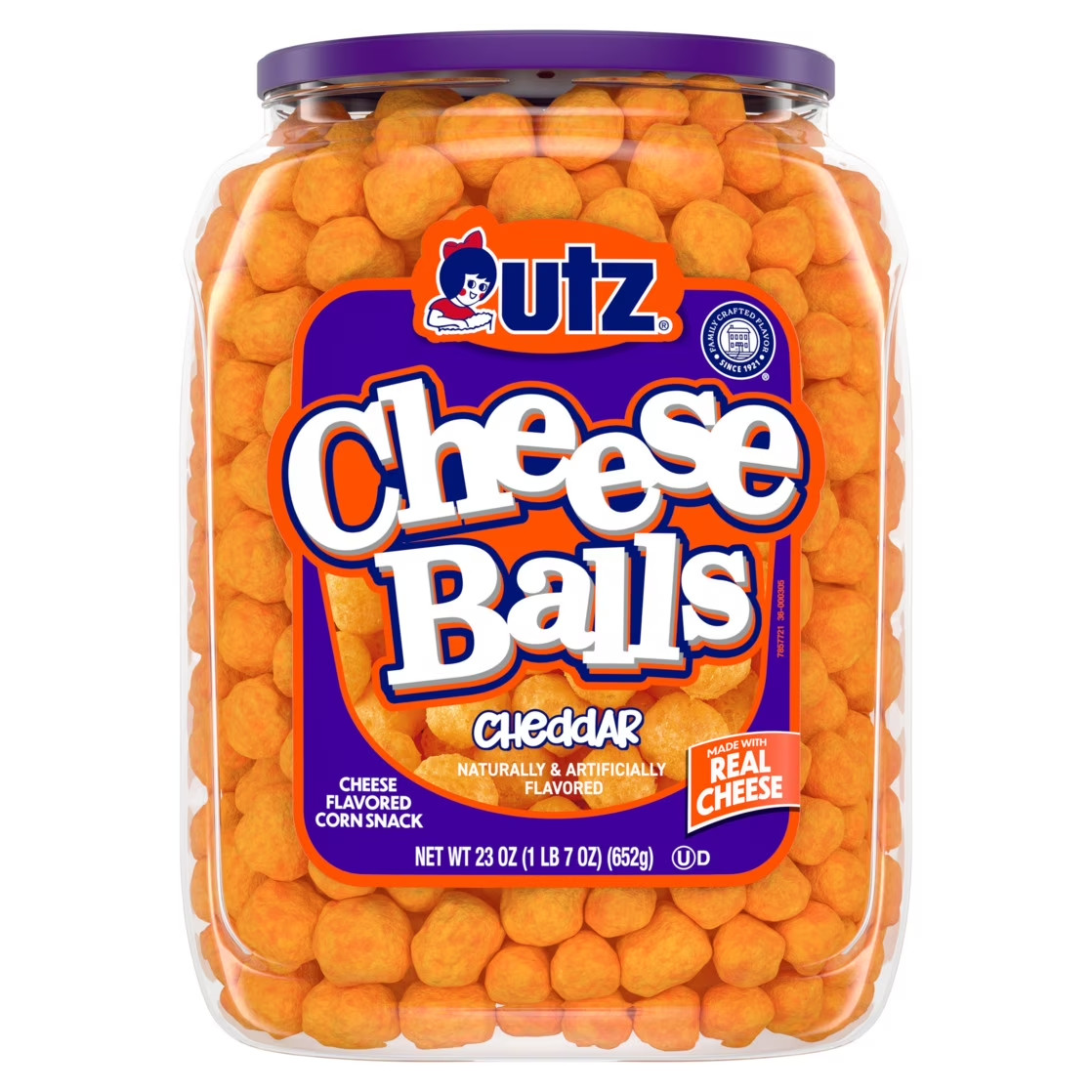 Utz Cheese Balls, 23 oz Barrel fast Free shipping