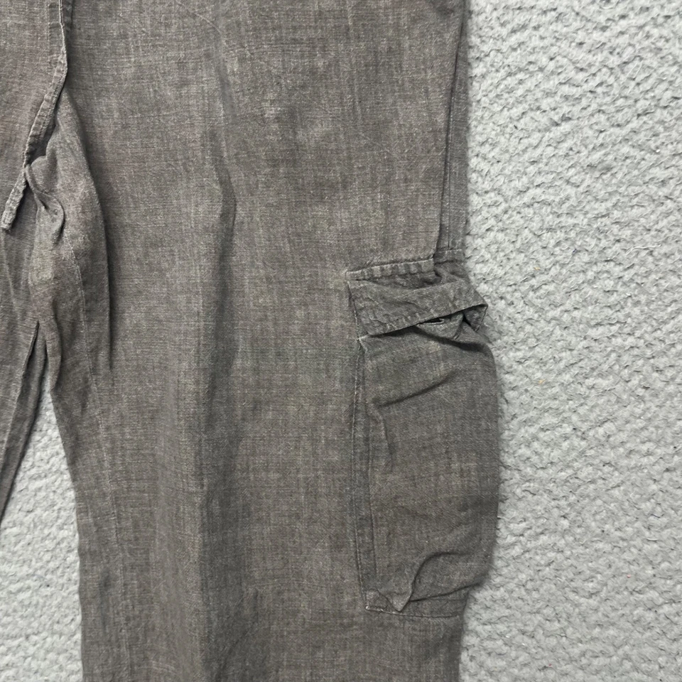 Pantalones cargo ESKANDAR de lino para mujer 1 (14-16) gris pierna ancha Lagenlook minimalista Foto 4 de 4