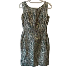 Source Unknown Vintage 60s Teal Blue and Gold Paisley Mini Dress Size S Party