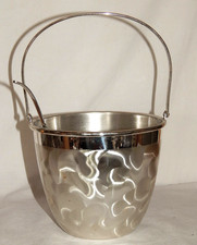 Eisw&uuml;rfelbeh&auml;lter Art Deco versilbert mit Glaseinsatz und L&ouml;ffel