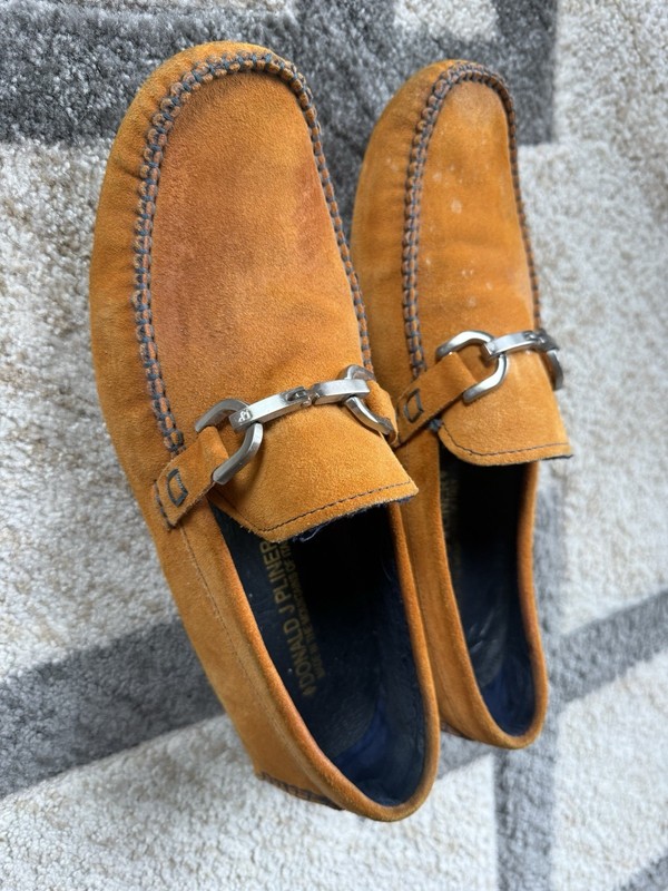 Donald Pliner Orange Men's Horse-Bit Driving Loafers Size 9.5
