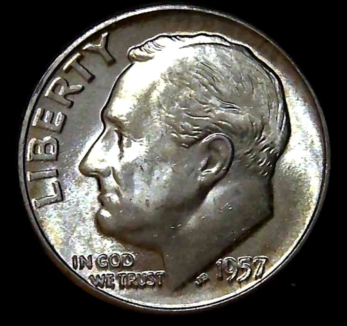 1957-P 10C Roosevelt Dime BU 90% Silver 26owt0202-1