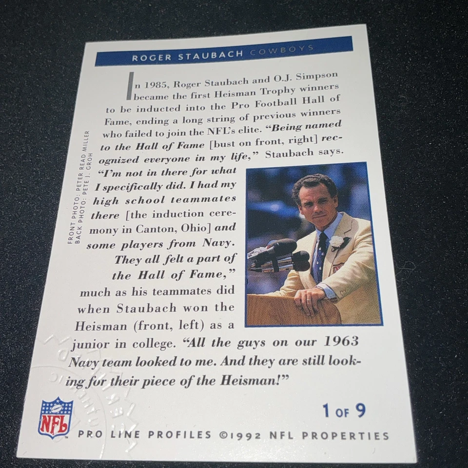 ROGER STAUBACH 1992 NFL PRO LINE PROFILES AUTOGRAPH CERTIFIED AUTO #1 - Image 2 of 2