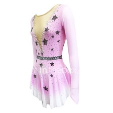Ice skating dress Competition Figure Skating Twirling Costume pink