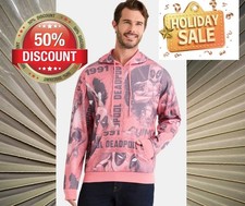 Deadpool SIZE XL 46-48 Graphic Pullover Hoodie Sweatshirt Lightweight RED NWT