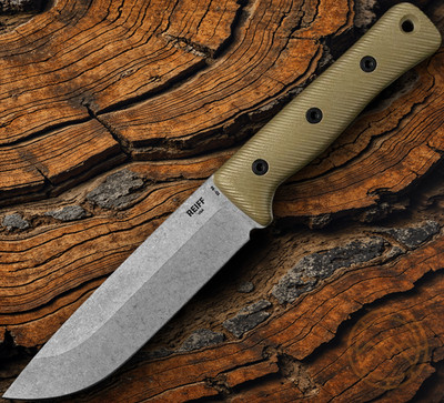 Reiff Knives F6 Leuku Gen 2 Fixed Knife 6 CPM-3V Steel Blade OD Green G10 Handle