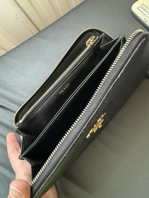 PRADA Portemonnaie Damen Geldbörse Geldbeutel Brieftasche Wallet Groß Schwarz