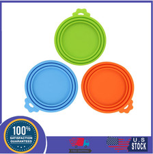 3 Pack Pet Food Can Covers Universal Can Lids Safe/Silicone Dog Cat Food Can...