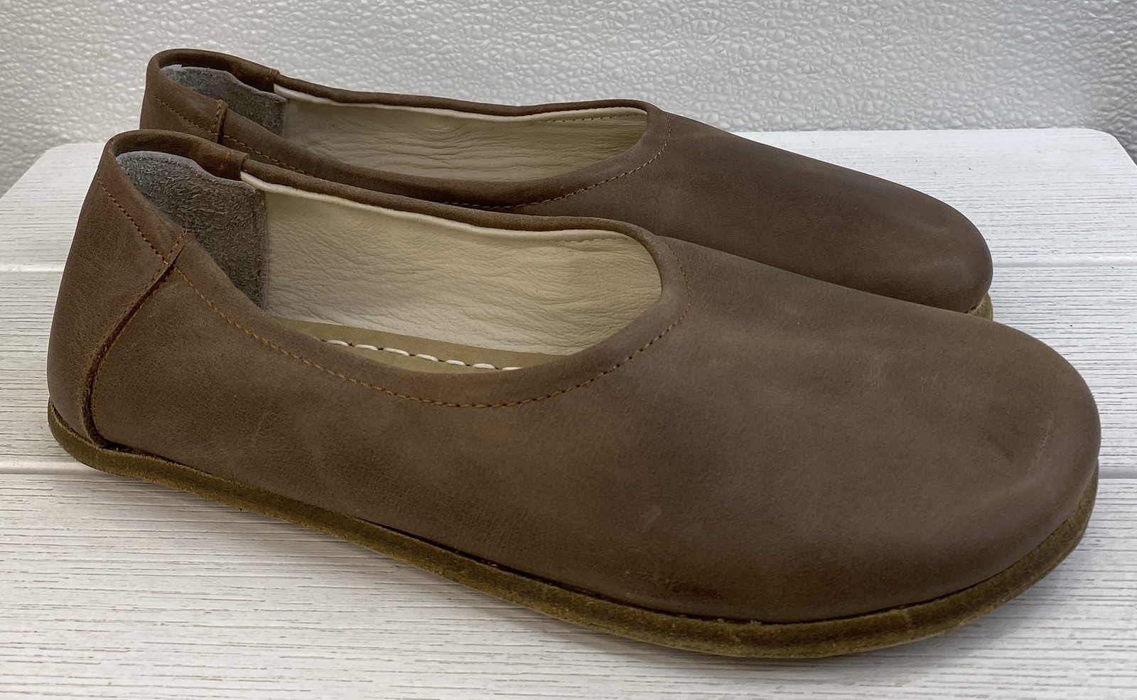 Earthing Harmony Barefoot Ballet Flats Women's US9-9.5 EU40 Beige Brown Leather