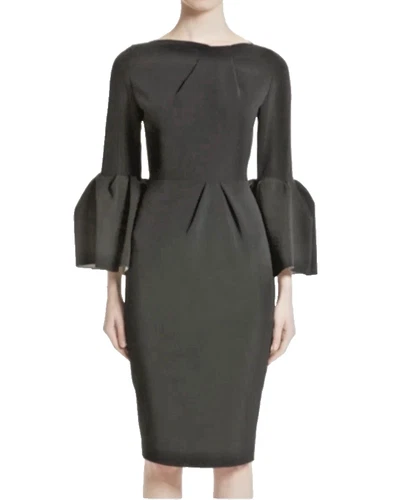 Roksanda Women's Margot Bell Sleeve Crepe Midi Dress Black Size UK 12